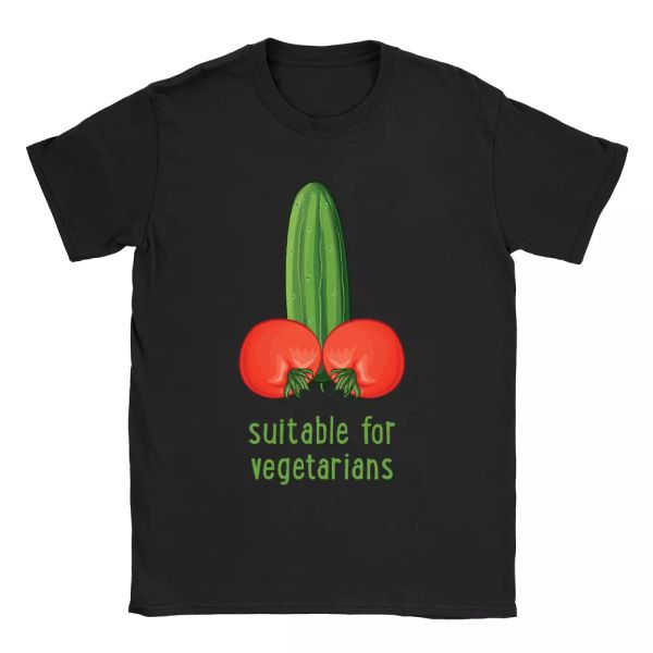 

suitable for vegetarians mens t-shirt funny joke rude gift present, White;black