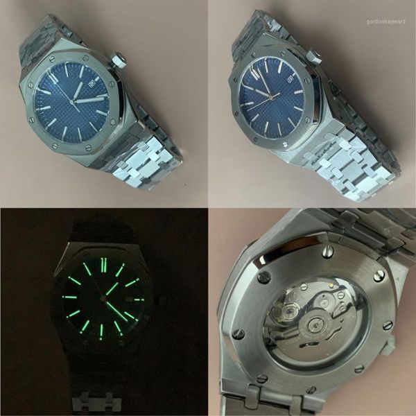 

wristwatches men's automatic watch 41mm green luminous aseptic dial 316l stainless steel bracelet japan nh35 movement zf15, Slivery;brown