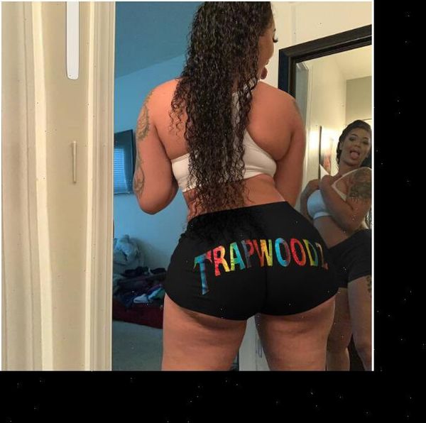

womens short summer women shorts high waist letter print slim pants sale hip hop outdoor sports, White;black