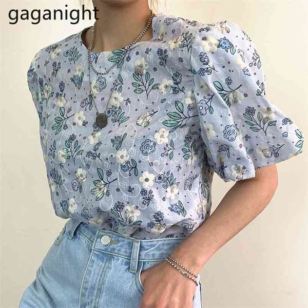 

womens and blouses summer embroidery floral print blouse lantern sleeve o neck casual shirt blusas mujer 210601, White