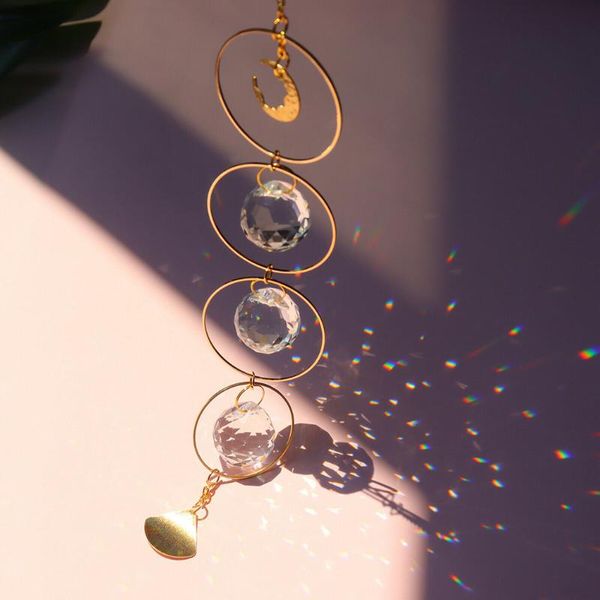 

decorative objects & figurines rainbow wind chime ornament transparent crystal ball feng shui pendant outdoor home garden decoration