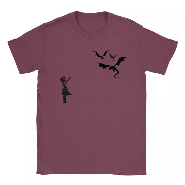 

dragon banksy mens t-shirt cool art banksy gift, White;black