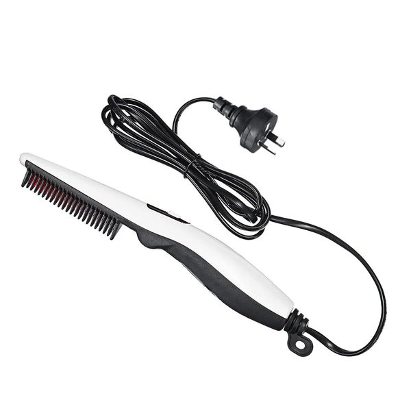 

beard straightener brush quick beard straightening comb beard and hair straightening brush - white uk plug, Black
