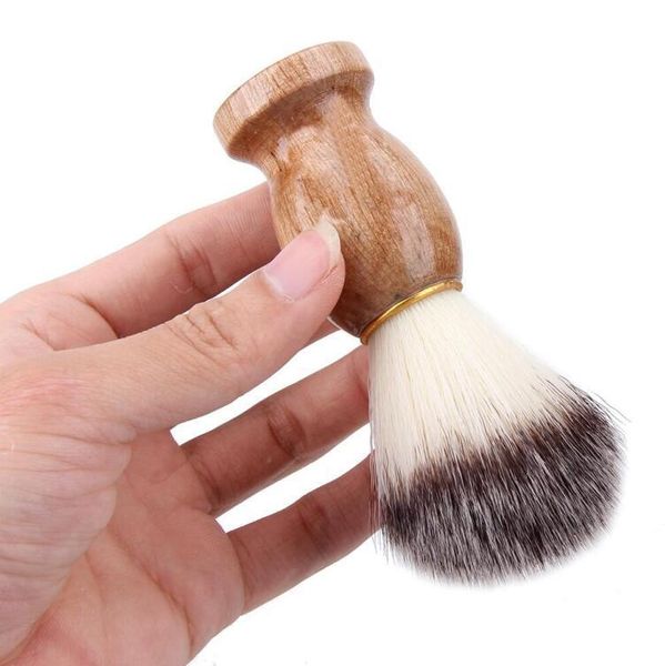 Cabelo macio barba Escova de barbear Limpeza facial de nylon Cabo de madeira Ferramentas de beleza para barbear para uso doméstico GF785