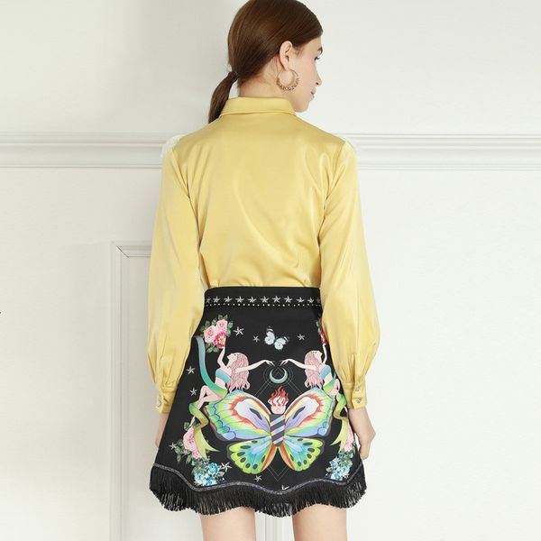 

fashion spring women's lace shreds blouse and beads skirt suit party two office pieces, Black