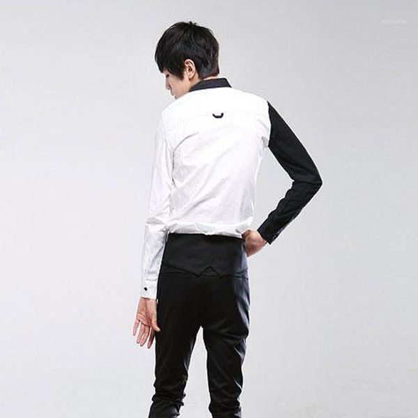 

s-5xl 2021 men's clothing hair stylist gd fashion non mainstream individual alternative hit color shirt plus size costumes casual shirt, White;black