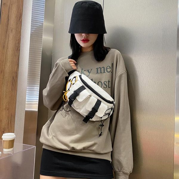 

men's and women's leisure chest canvas zipper waist bag, travel bag bags