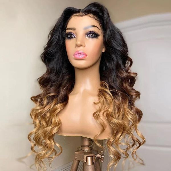 

lace wigs quinlux wig highlight 1b/30 ombre color hd transparent 13x6 front human hair 150 density curly brazilian remy glueless, Black;brown