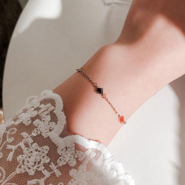 

heart-shaped four-leaf flower titanium steel bracelet female cold wind lucky chain ins jewelry link,, Black