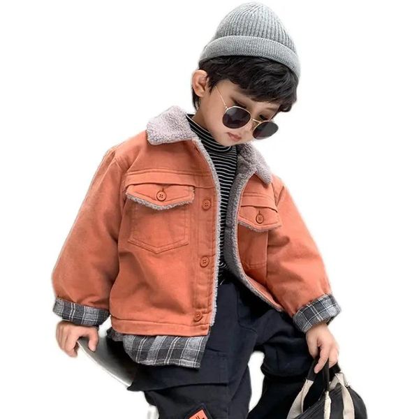 

down coat baby boys plus velvet padded jacket winter 2021 children's stitching fake two-piece patchwork girl kids clothes, Blue;gray