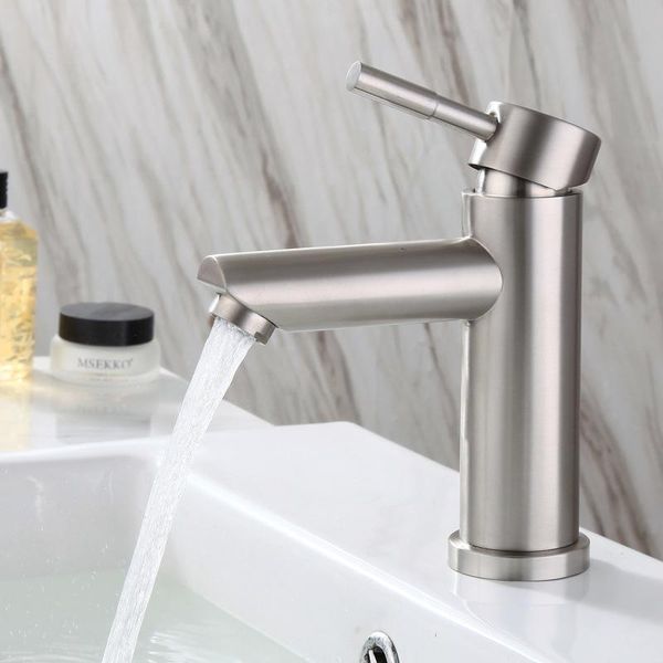 

stainless steel brushed bathroom basin faucets single handle cold tap home improvement f353 sink