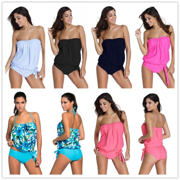 

two-piece suits befuy 2021 women swimwear removable straps padded beach swim wear plus size bikinis bathing suit bandeau tankini 2 pcs