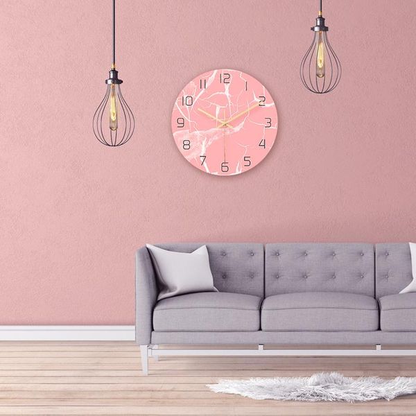 

texture stone pattern clock silent movement quartz time modern acrylic printed marble wall home decoration clocks