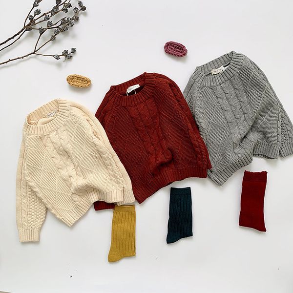

spring autumn kids boys girls long sleeve knit sweater children clothing baby kids boys girls pullover sweaters, Blue