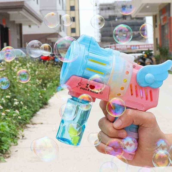 

2021 new gatling bubble holding bubble gun toy blowing bubble fully automatic manual wing gatling