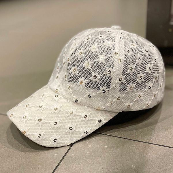 

2021 men baseball hat adjustable dome sun hats sequins embroidery ventilation mens cap fashion lace sunscreen personality spring and summer, Blue;gray