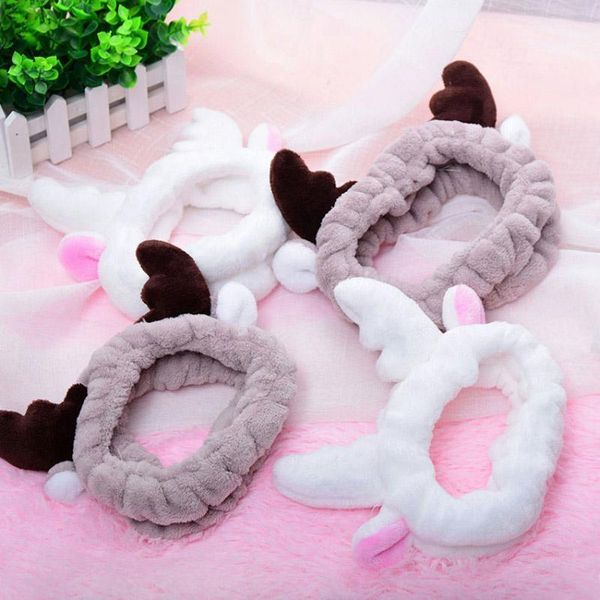 

women bow wash face hairband makeup headband animal ear headwear soft coral fleece stretch hair band accessories1