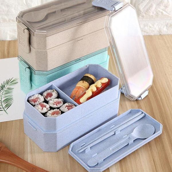 

dinnerware sets cute lunch box pp material double layer microwave heating kids portable dinne picnic school container u3