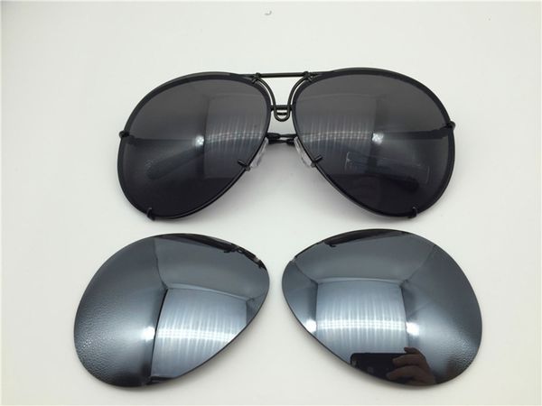 

car carreras sunglasses p8478 a mirror lens pilot frame with extra lens exchange car large size men design sunglass, White;black