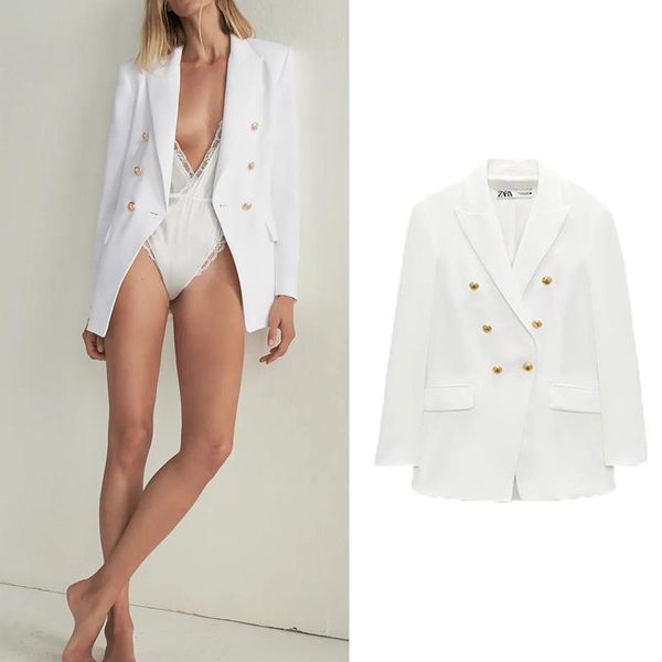 

fashion women's solid color loose coat lapel double-breasted decoration long sleeves streetwear jackets, Black;brown