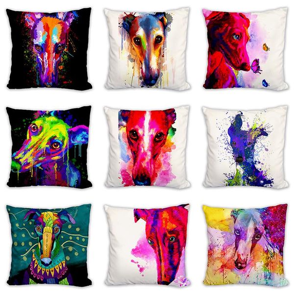 

cushion/decorative pillow lovely dog animal case plush pillowcase decor cartoon greyhound pet portrait cushion cover children room sofa home