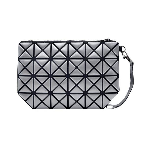 

creative foldable deformable cosmetic bag women geometric rhombic lattice pu handbag makeup bag toiletry organizer neceser1