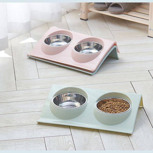 

dog bowls & feeders non-slip double cat stainless steel with stand pet feeding water for cats food s feeder wvc2