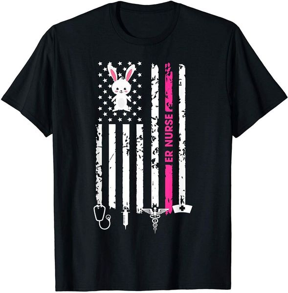 

american flag bunny er nurse easter day costume girl t-shirt boys men t-shirt, White;black