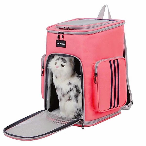 

summer fashion leisure breathable pet backpack, trend outdoor travel large capacity foldable cat bag space carriers,crates & houses