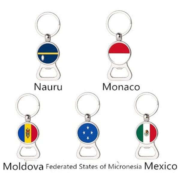 

keychains creative micronesia federation moldova monaco mexico nauruflag time gem multifunction keychain metal beer opener accessories, Silver