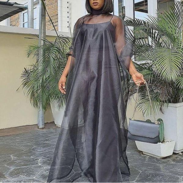 

oversize see through women dresses cover 2 piece outfits loose maxi long party birthday spring summer y2k fashion, Black;gray