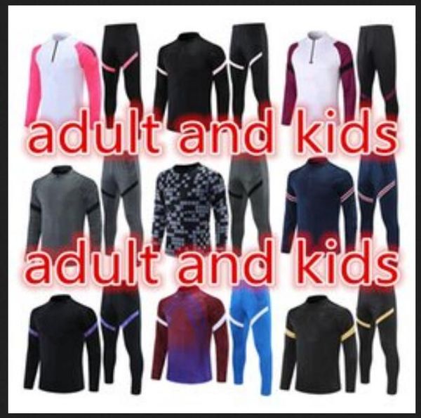 

2021 men and kids football training suit mbappe tracksuit soccer survetement maillots de foot enfants chandal kit, Black
