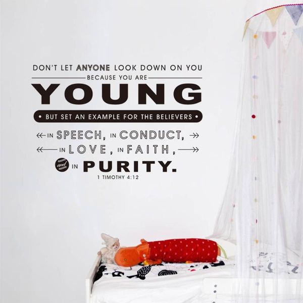 

timothy 4:12 don't let anyone look down wall sticker bible verse scripture decal wallpapers