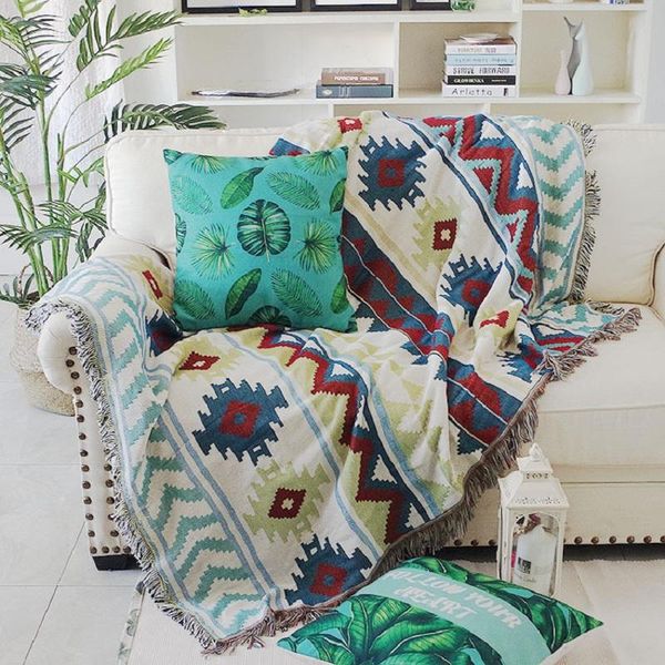 

blankets geometric pattern sofa cover home furnishing fabric two-seat towel full double-sided blanket