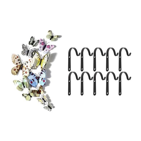

pcs 3d simulation butterfly wall art decal sticker with 10 hanging basket hooks iron & rails