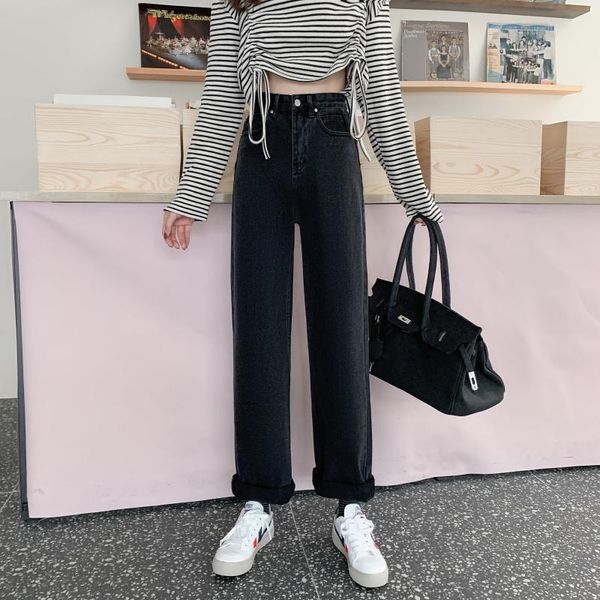 

women's jeans cost-effective autumn and winter pocket love high waist, Blue