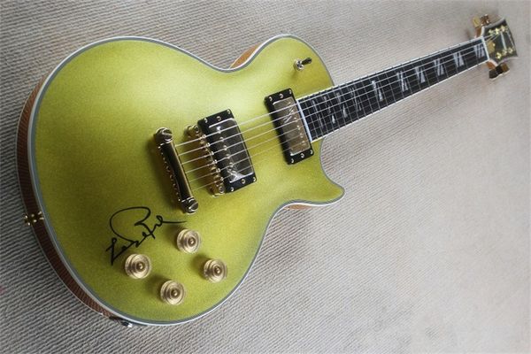 

flyongcustom lp electric guitar gold powder no back cover front gold back yellow earth pattern can add suitcase