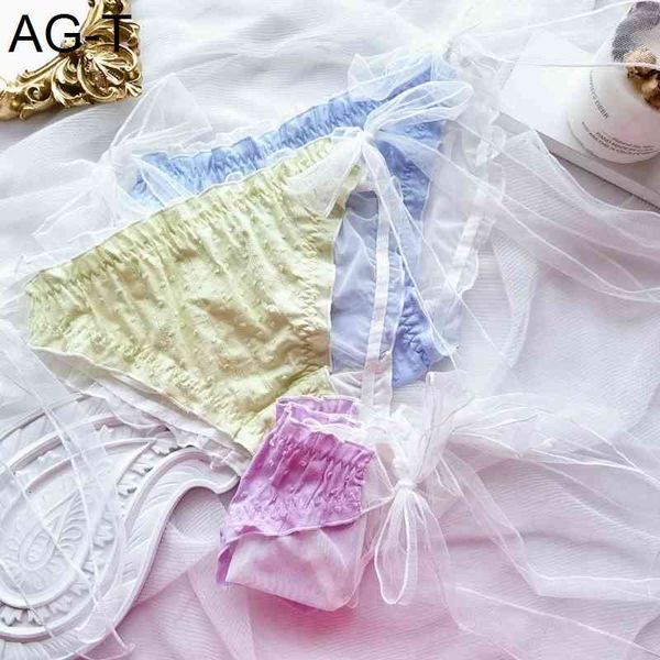 

fat man 200kg cute flower bud pants mesh lace up pleated cotton large size women's underwear, Black;pink