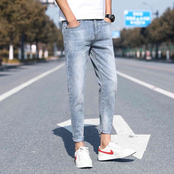 

men's pants selling new jeans men spring ankle-length pencil trousers fashion denim masculina full size auin, Black
