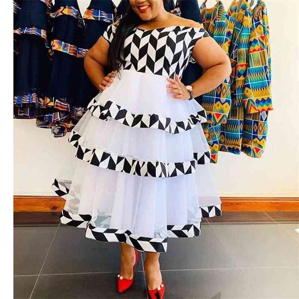 

dresses for work african women robe ball gown pleated summer sleeveless patchwork elegant business midi dress 210510, Black;gray