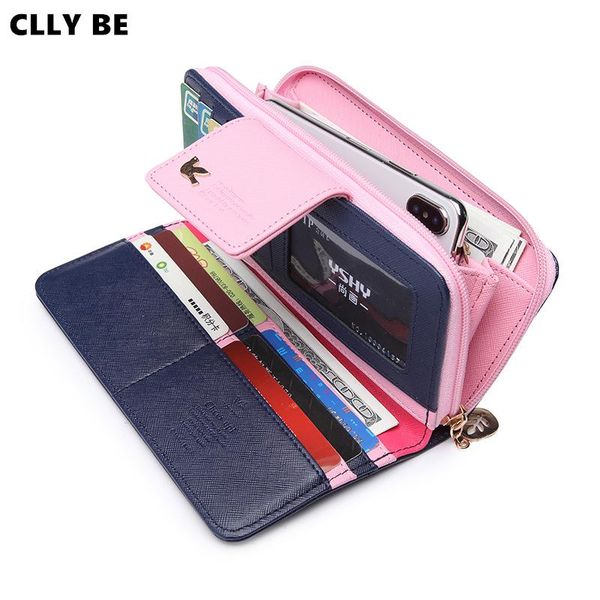 

wallets wristband women long clutch wallet large capacity female zipper purse lady purses phone pocket card holder, Red;black