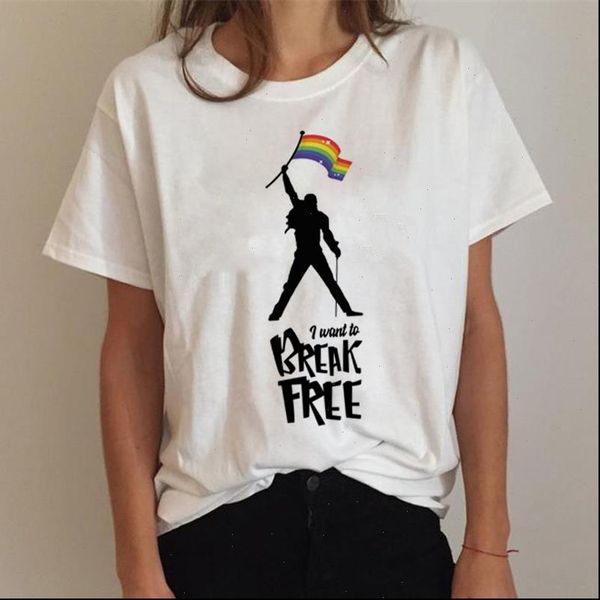 

pride lgbt gay love lesbian womens t shirt rainbow design print shirts for women summer casual is tee, White