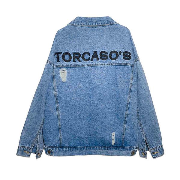 

women's jackets "women's spring and fall jean jackets, loose korean-style jacket embroidered with holes, casual fashion trend, Black;brown