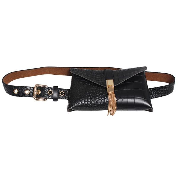 

ladies fashion fanny packs tassel waist pack phone pocket leather belt bag for women pu wild bags