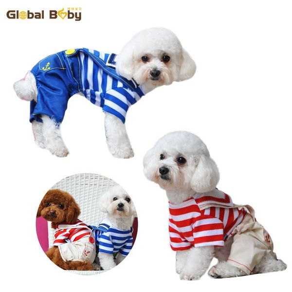 

100% cotton striped dog pet bib jumpsuits rompers summer spring clothes apparel