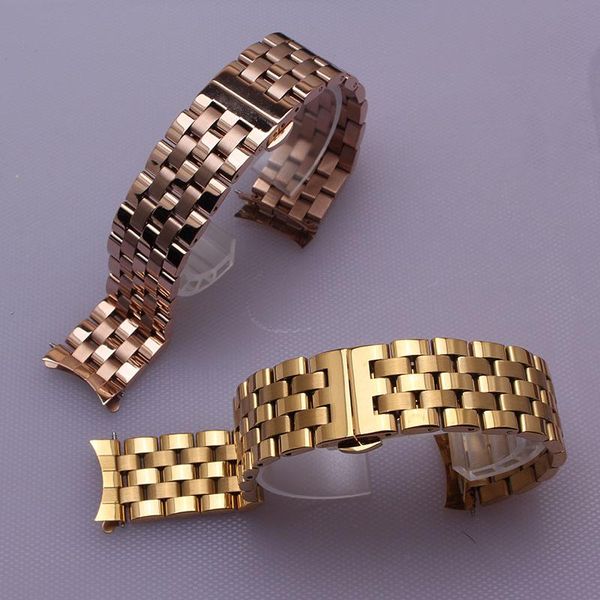 

watch bands luxury metal band strap stainless steel watchbands wristwatch bracelet 18mm 20mm 22mm 24mm curved ends promotion replace, Black;brown