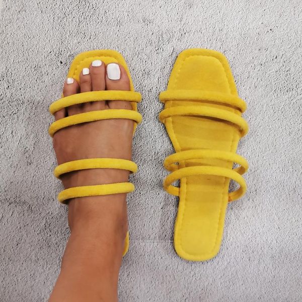 

slippers large size 36-41 women summer 2021 beach outside flock fashion flat slides solid shoes, Black