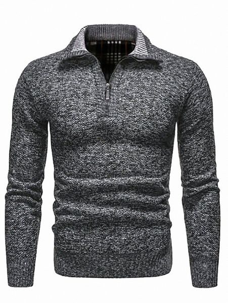 

men marled knit quarter zipper sweater u19x#, White;black