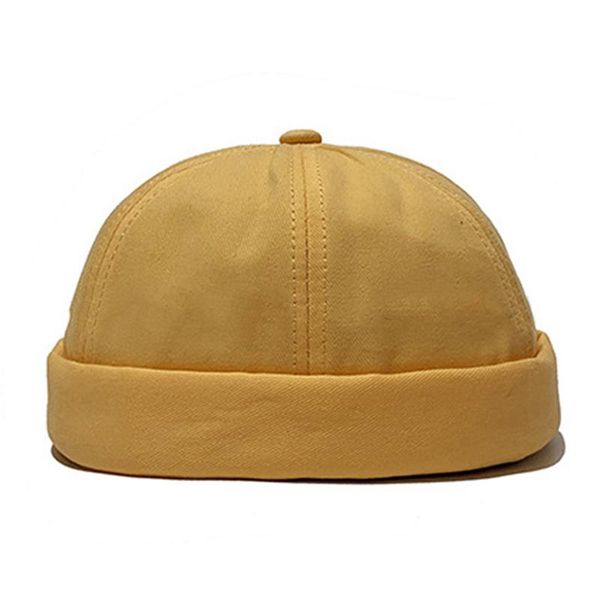 

beanies men women skullcap sailor cap solid color rolled cuff bucket brimless hat leather adjustment buckle cotton hats