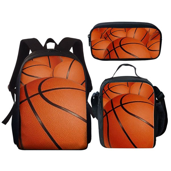 

3d ball pattern sports backpack children's schoolbag three piece set